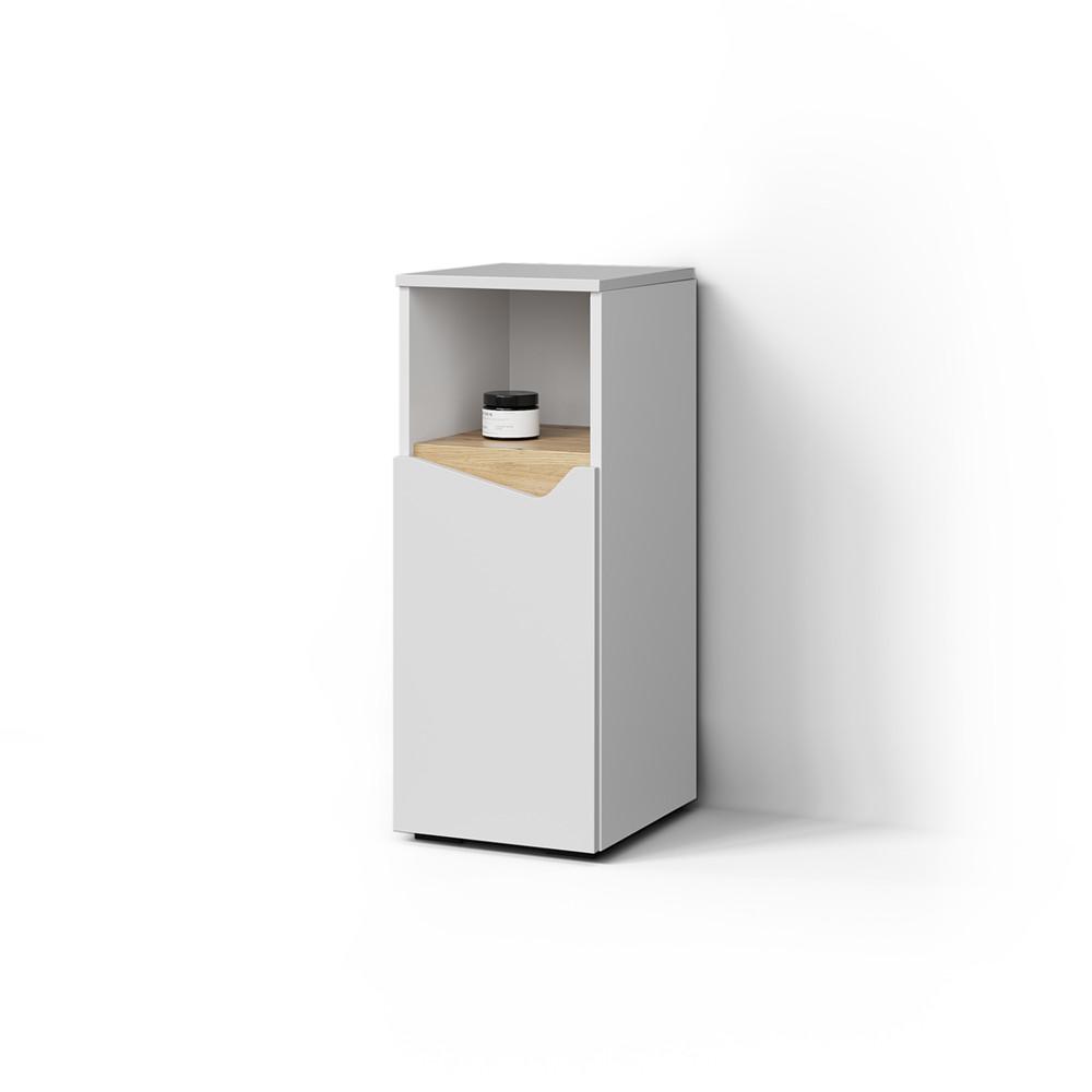 Wohnli Möbelsuche - MIDISCHRANK Timavo Weiß 30 x 74.5 cm mit Tür und offenem Fach
