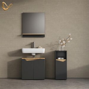 wohnli-moebel-suche-800000904799-1 MIDISCHRANK Timavo Anthrazit 30 x 74.5 cm mit Tür und offenem Fach Holzwerkstoff Livinity® Möbel > Schränke > Badezimmerschränke Anthrazit