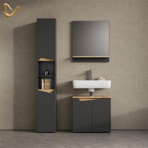 wohnli-moebel-suche-800000904809-1 WASCHBECKENUNTERSCHRANK Timavo Anthrazit 60 x 57.5 cm mit 2 Türen Holzwerkstoff Livinity® Möbel > Schränke > Badezimmerschränke > Waschbeckenunterschränke Anthrazit
