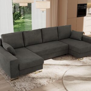 wohnli-moebel-suche-800000905755-1 WOHNLANDSCHAFT DORIAN U Velvet Dunkelgrau Textil MKS Möbel > Sofas & Couches > Wohnlandschaften > Wohnlandschaften U-Form Grau