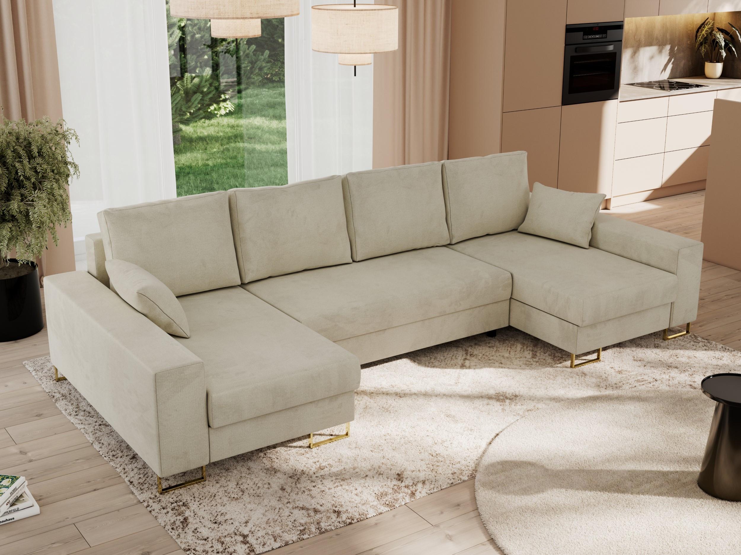 WOHNLANDSCHAFT DORIAN U Velvet Beige Textil MKS Möbel > Sofas & Couches > Wohnlandschaften > Wohnlandschaften U-Form Beige
