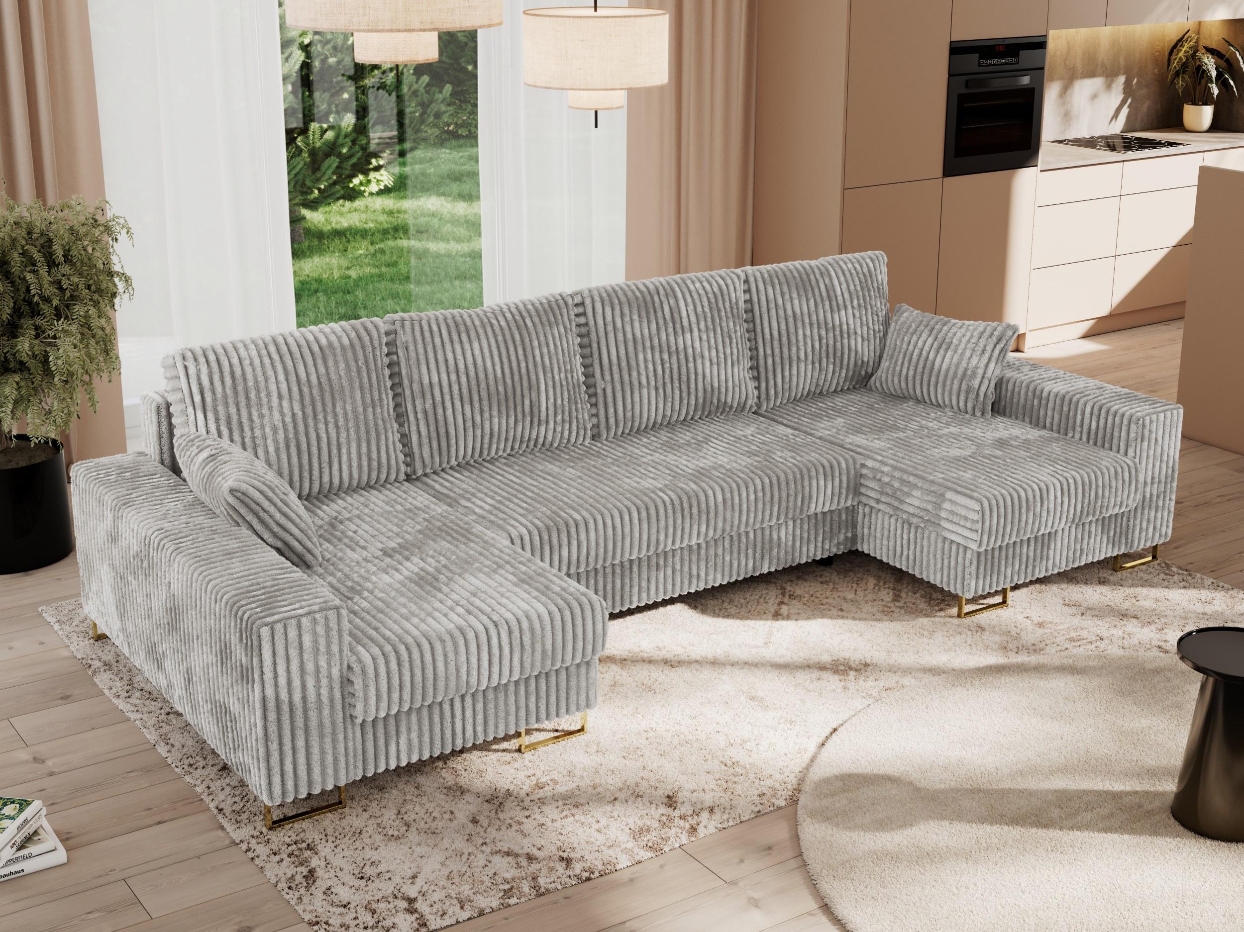 WOHNLANDSCHAFT DORIAN U Cord Hellgrau Textil MKS Möbel > Sofas & Couches > Wohnlandschaften > Wohnlandschaften U-Form Grau