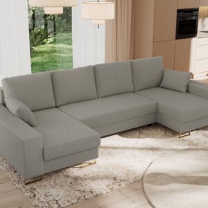 wohnli-moebel-suche-800000905760-1 WOHNLANDSCHAFT DORIAN U Bouclé Hellgrau Textil MKS Möbel > Sofas & Couches > Wohnlandschaften > Wohnlandschaften U-Form Grau