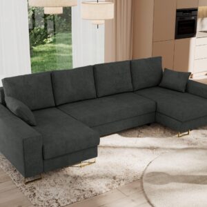 WOHNLANDSCHAFT DORIAN U Struktur Dunkelgrau Textil MKS Möbel > Sofas & Couches > Wohnlandschaften > Wohnlandschaften U-Form Grau
