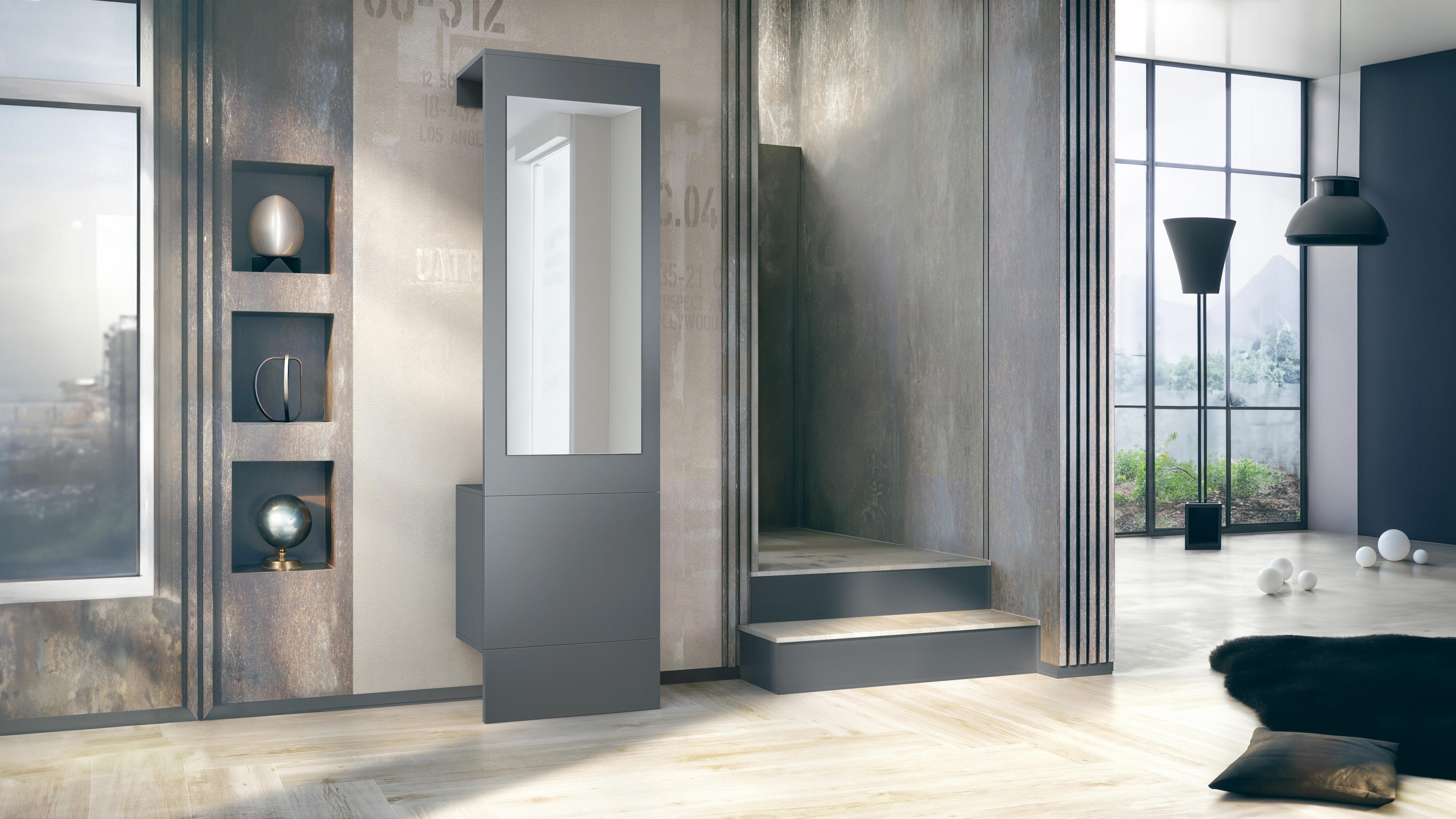 wohnli-moebel-suche-800000908604-1 GARDEROBE Carlton Anthrazit matt Holzwerkstoff Vladon Garderoben Anthrazit