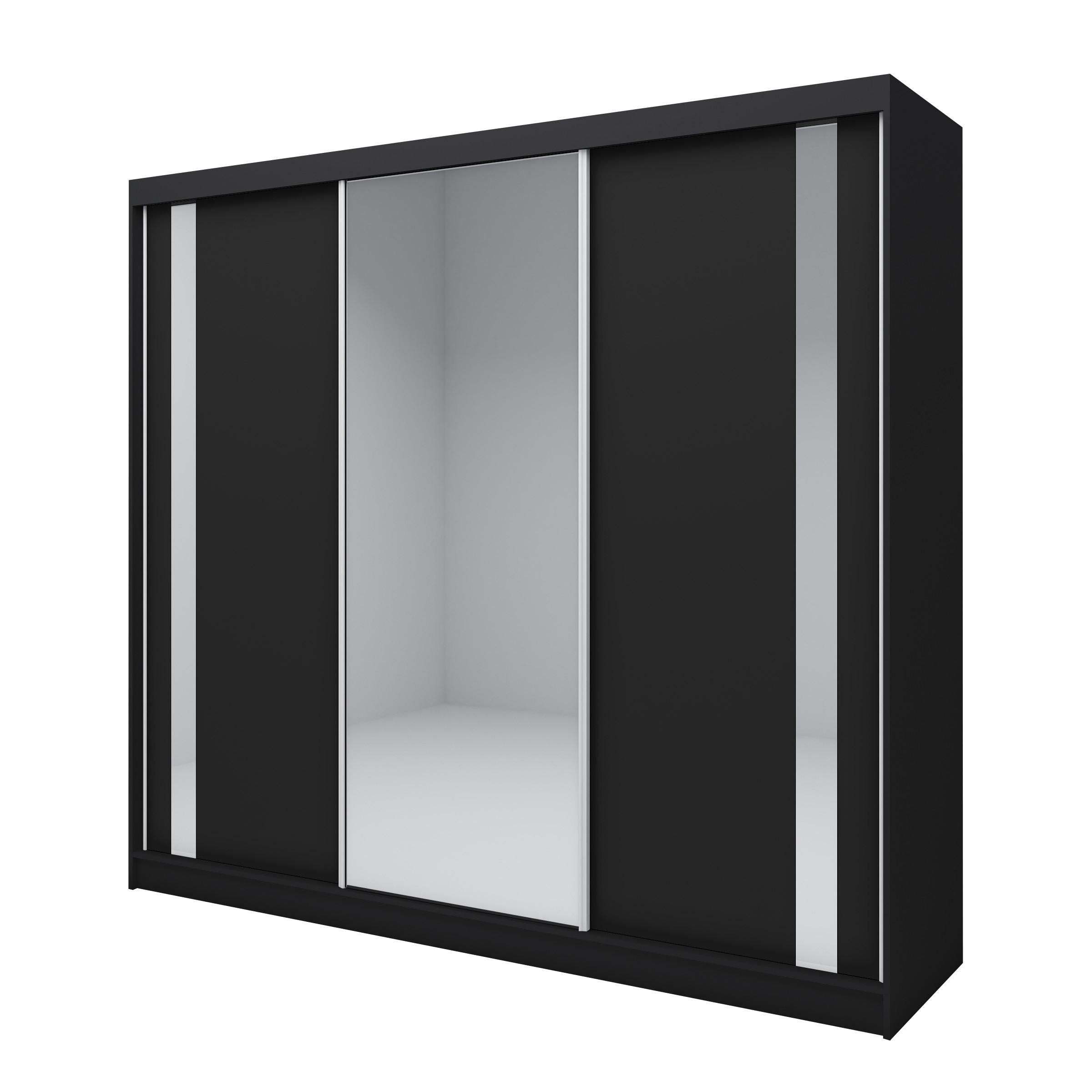 Wohnli Möbelsuche - SCHWEBETÜRENSCHRANK GRAZIA 240/216/61 cm 3-türig mit Spiegel Schwarz