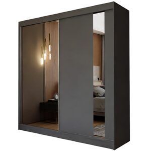 wohnli-moebel-suche-800000909374 Wohnli Möbelsuche - SCHWEBETÜRENSCHRANK GRAZIA 200/216/61 cm 2-türig mit Spiegel Grau