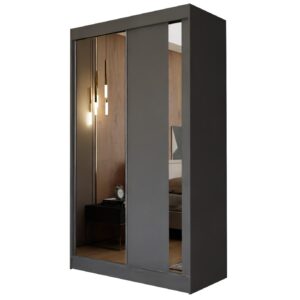 wohnli-moebel-suche-800000909381 Wohnli Möbelsuche - SCHWEBETÜRENSCHRANK GRAZIA 120/216/61 cm 2-türig mit Spiegel Grau