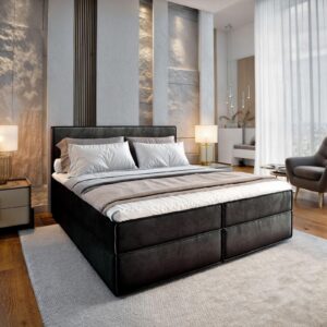 wohnli-moebel-suche-800000909389-1 BOXBETT PELLIO 180x200 cm mit Matratze und Topper - Schwarz Holz MASSENO Möbel > Betten > Boxspringbetten Schwarz