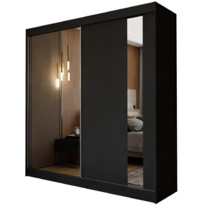 wohnli-moebel-suche-800000909391 Wohnli Möbelsuche - SCHWEBETÜRENSCHRANK GRAZIA 200/216/61 cm 2-türig mit Spiegel Schwarz