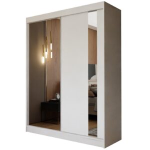 wohnli-moebel-suche-800000909403 Wohnli Möbelsuche - SCHWEBETÜRENSCHRANK GRAZIA 150/216/61 cm 2-türig mit Spiegel Weiß