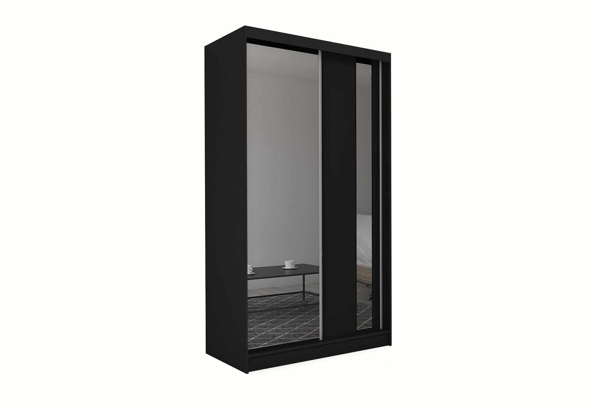 SCHWEBETÜRENSCHRANK GRAZIA 150/216/61 cm 2-türig mit Spiegel Schwarz Holzwerkstoff MASSENO Möbel > Schränke > Kleiderschränke > Schwebetürenschränke Schwarz