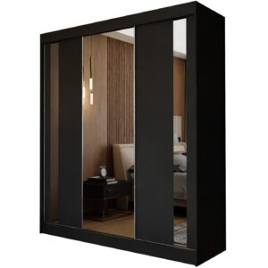 wohnli-moebel-suche-800000909409 Wohnli Möbelsuche - SCHWEBETÜRENSCHRANK GRAZIA 180/216/61 cm 3-türig mit Spiegel Schwarz