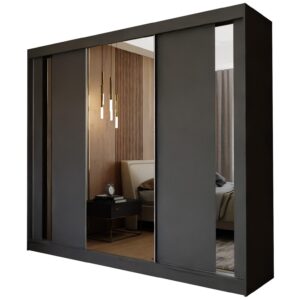 wohnli-moebel-suche-800000909418 Wohnli Möbelsuche - SCHWEBETÜRENSCHRANK GRAZIA 240/216/61 cm 3-türig mit Spiegel Grau