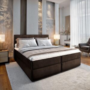 wohnli-moebel-suche-800000909438-1 BOXBETT PELLIO 180x200 cm mit Matratze und Topper - Braun Holz MASSENO Möbel > Betten > Boxspringbetten Braun
