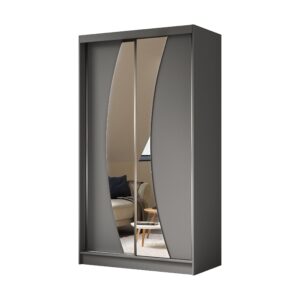 Wohnli Möbelsuche - SCHWEBETÜRENSCHRANK VOCE 120/216/61 cm 2-türig mit Spiegel Grau