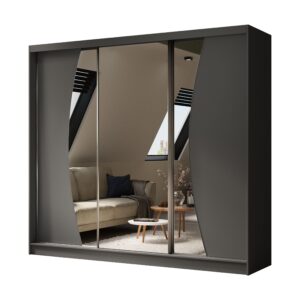 wohnli-moebel-suche-800000909463 Wohnli Möbelsuche - SCHWEBETÜRENSCHRANK VOCE 240/216/61 cm 3-türig mit Spiegel Grau