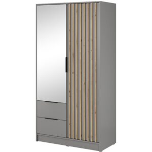 wohnli-moebel-suche-800000909483 Wohnli Möbelsuche - DREHTÜRENSCHRANK NELIANA 105/200/51 cm 2-türig mit Spiegel Grau