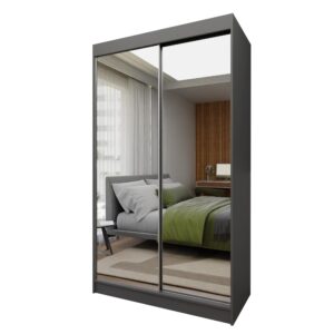 wohnli-moebel-suche-800000909496 Wohnli Möbelsuche - SCHWEBETÜRENSCHRANK BELLINA 120/216/61 cm 2-türig mit Spiegel Grau