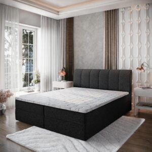 wohnli-moebel-suche-800000909524-1 BOXBETT CEVANO 180x200 cm mit Matratze und Topper - Schwarz Holz MASSENO Möbel > Betten > Boxspringbetten Schwarz