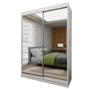 wohnli-moebel-suche-800000909547 Wohnli Möbelsuche - SCHWEBETÜRENSCHRANK BELLINA 150/216/61 cm 2-türig mit Spiegel Weiß