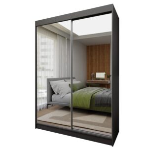 wohnli-moebel-suche-800000909566 Wohnli Möbelsuche - SCHWEBETÜRENSCHRANK BELLINA 150/216/61 cm 2-türig mit Spiegel Grau