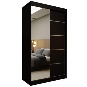 wohnli-moebel-suche-800000909615 Wohnli Möbelsuche - SCHWEBETÜRENSCHRANK MIRELLA 120/216/61 cm 2-türig mit Spiegel Schwarz