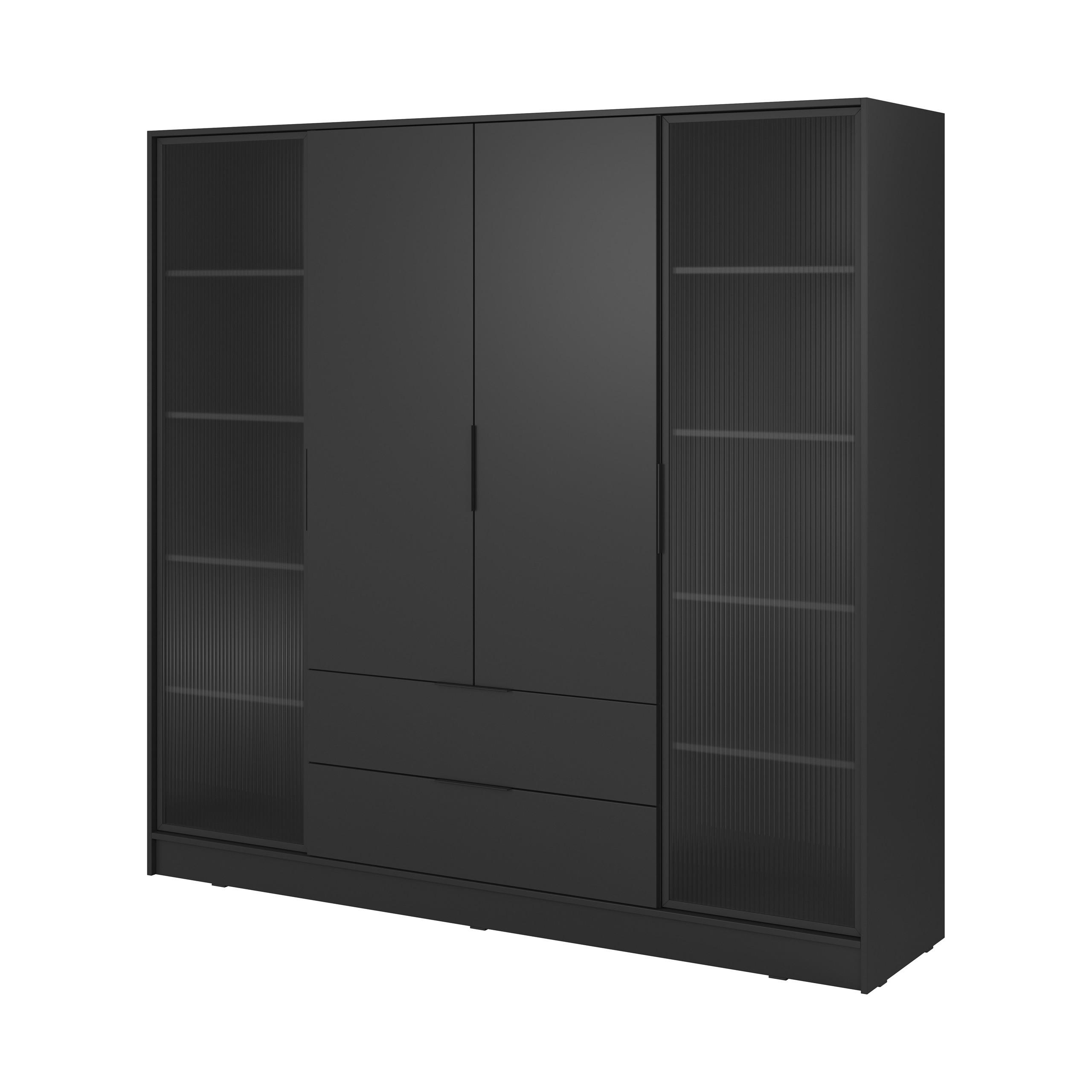 Wohnli Möbelsuche - DREHTÜRENSCHRANK CATERINA 206/200/51 cm 4-türig Schwarz