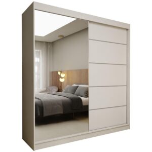 wohnli-moebel-suche-800000909634 Wohnli Möbelsuche - SCHWEBETÜRENSCHRANK MIRELLA 200/216/61 cm 2-türig mit Spiegel Weiß
