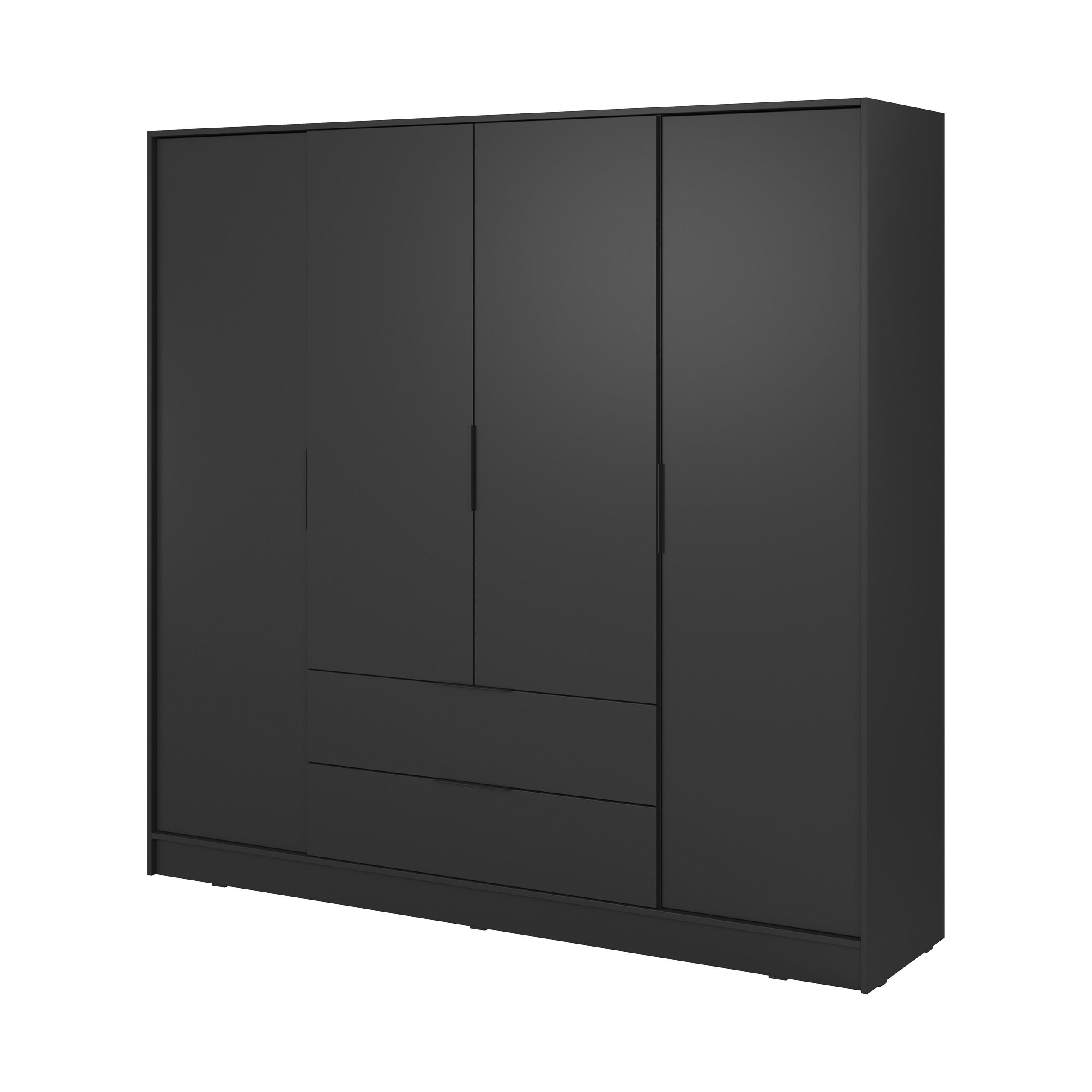 Wohnli Möbelsuche - DREHTÜRENSCHRANK CATERINA 206/200/51 cm 4-türig Schwarz