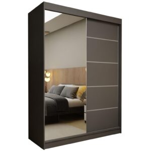 wohnli-moebel-suche-800000909639 Wohnli Möbelsuche - SCHWEBETÜRENSCHRANK MIRELLA 150/216/61 cm 2-türig mit Spiegel Grau