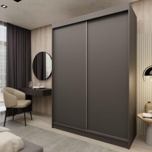 wohnli-moebel-suche-800000909652-1 SCHWEBETÜRENSCHRANK SOFIA 160/216/61 cm 2-türig Grau Holzwerkstoff MASSENO Möbel > Schränke > Kleiderschränke > Schwebetürenschränke Grau