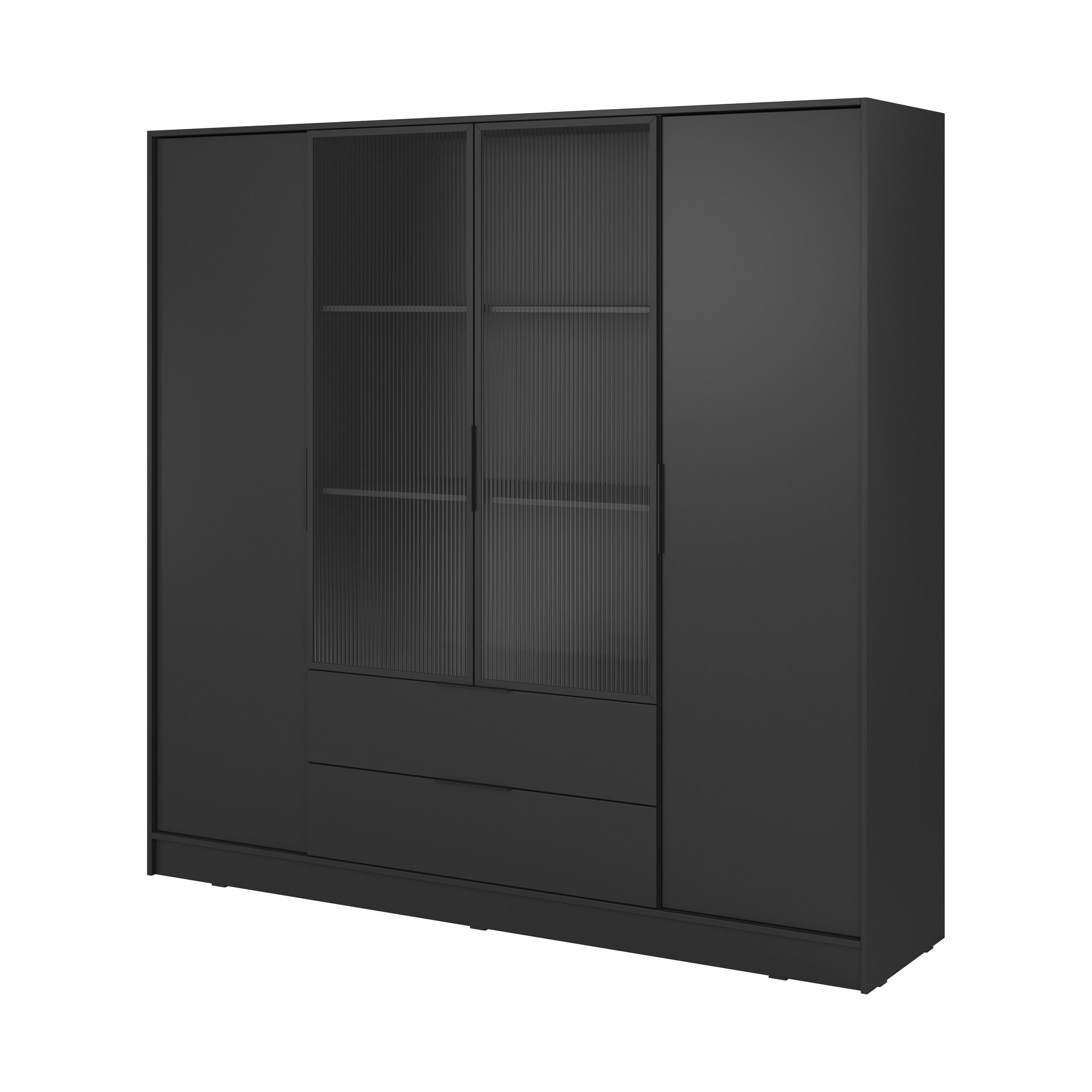 Wohnli Möbelsuche - DREHTÜRENSCHRANK CATERINA 206/200/51 cm 4-türig Schwarz