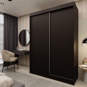 wohnli-moebel-suche-800000909665-1 SCHWEBETÜRENSCHRANK SOFIA 150/216/61 cm 2-türig Schwarz Holzwerkstoff MASSENO Möbel > Schränke > Kleiderschränke > Schwebetürenschränke Schwarz