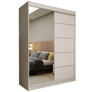 wohnli-moebel-suche-800000909672 Wohnli Möbelsuche - SCHWEBETÜRENSCHRANK MIRELLA 150/216/61 cm 2-türig mit Spiegel Weiß