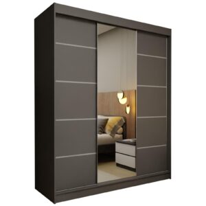 wohnli-moebel-suche-800000909687 Wohnli Möbelsuche - SCHWEBETÜRENSCHRANK MIRELLA 180/216/61 cm 3-türig mit Spiegel Grau