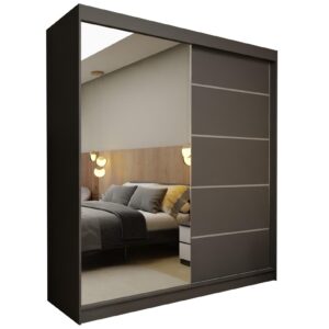 wohnli-moebel-suche-800000909689 Wohnli Möbelsuche - SCHWEBETÜRENSCHRANK MIRELLA 200/216/61 cm 2-türig mit Spiegel Grau