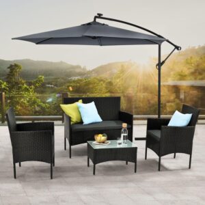 wohnli-moebel-suche-800000909699-1 GARTENSET Fort Myers schwarz / dunkelgrau Kunststoff Juskys Garten & Outdoor > Gartenmöbel > Gartenmöbel-Sets Schwarz