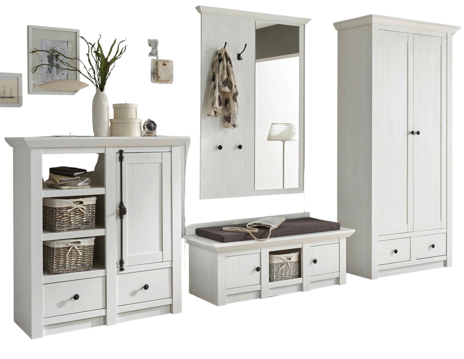 wohnli-moebel-suche-800000909791 Wohnli Möbelsuche - GARDEROBE Pinie weiß 4-teilig Set 354 cm