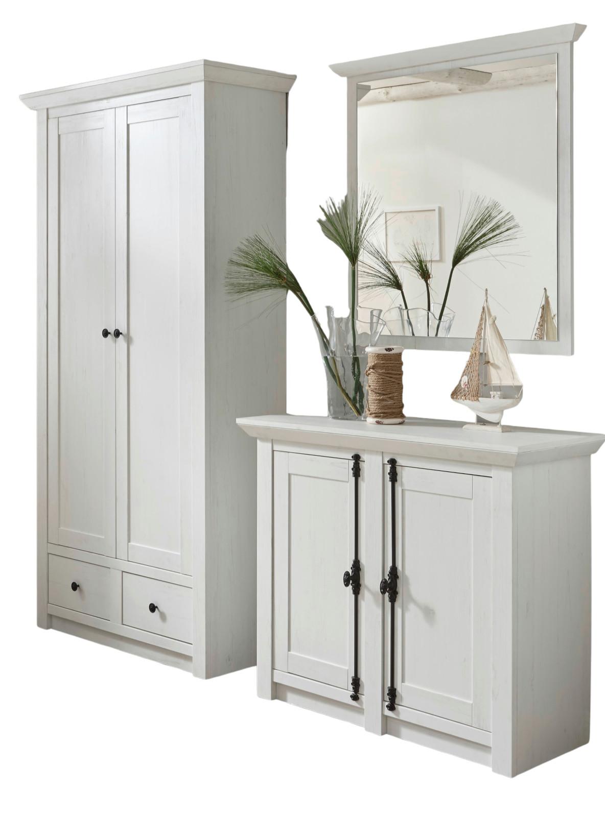 wohnli-moebel-suche-800000909792 Wohnli Möbelsuche - GARDEROBE Pinie weiß Set 3-teilig 220 cm