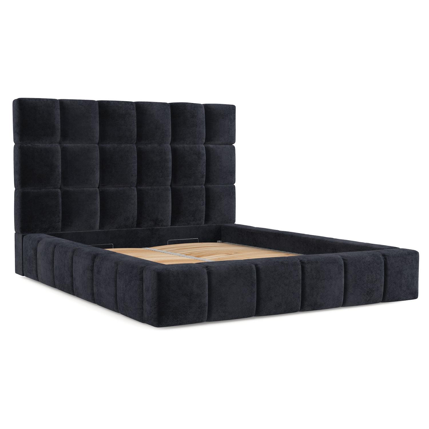 wohnli-moebel-suche-800000910219 Wohnli Möbelsuche - POLSTERBETT Skiathos mit Stauraum 160/200 cm Schwarz im Terra NW Stoff