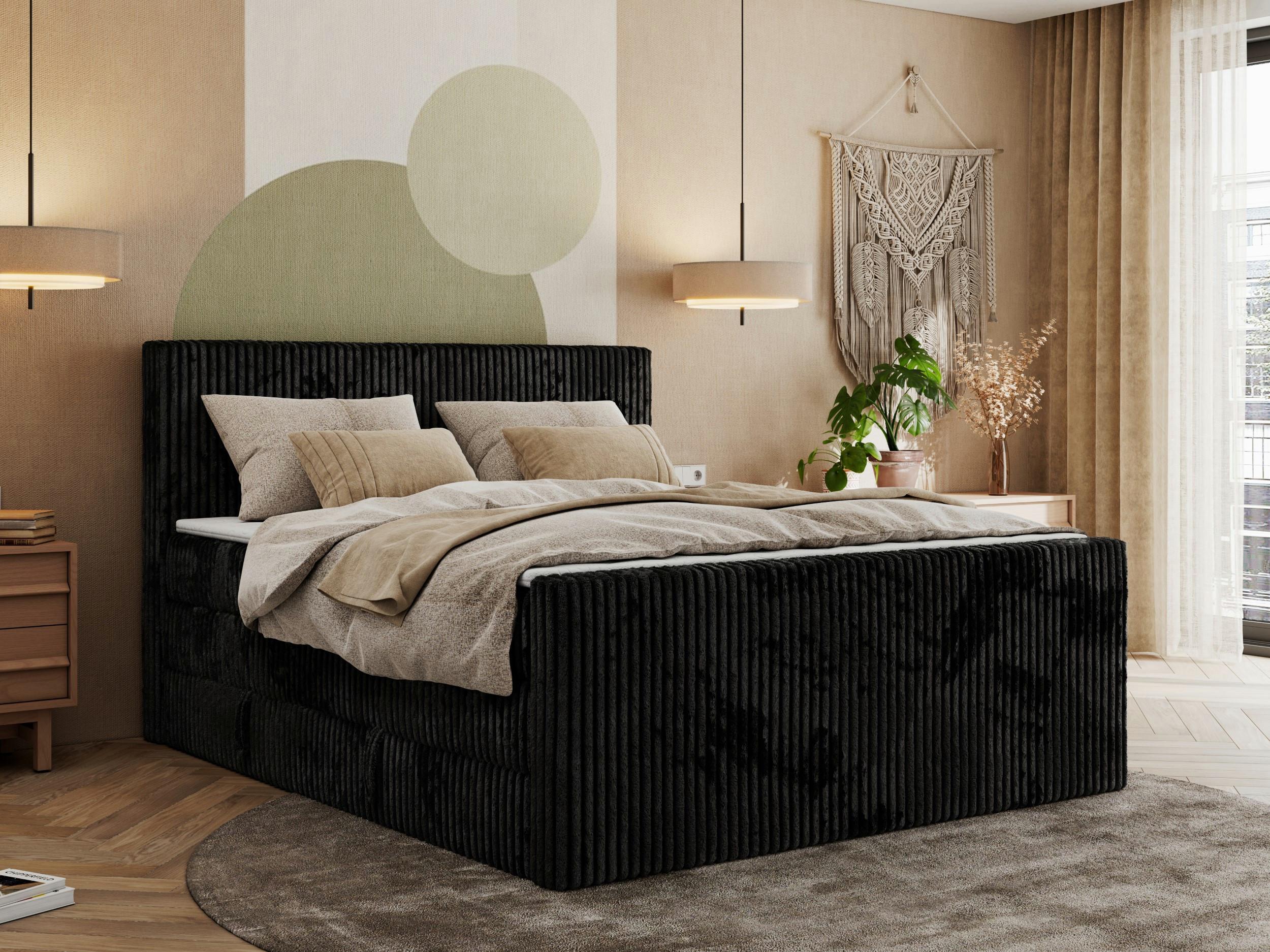 wohnli-moebel-suche-800000911472-1 BOXSPRINGBETT TILIANO KING DUO 180/200 - Schwarz Cord - H3 Textil MKS Möbel > Betten > Boxspringbetten Schwarz