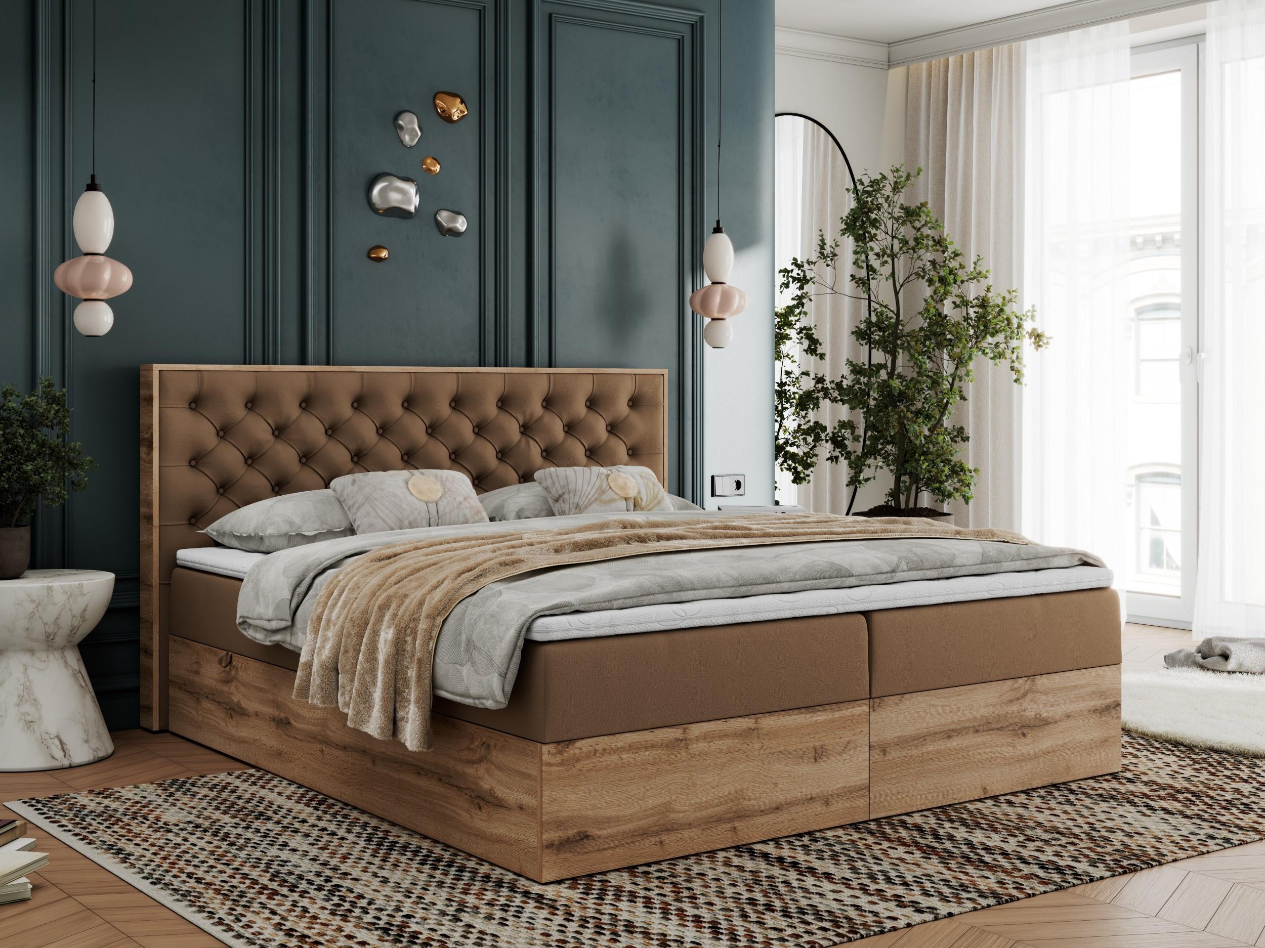 wohnli-moebel-suche-800000911474-1 BOXBETT ALBERO 3 - 140/200 Braun Kunstleder - H3 Holz MKS Möbel > Betten > Boxspringbetten Braun