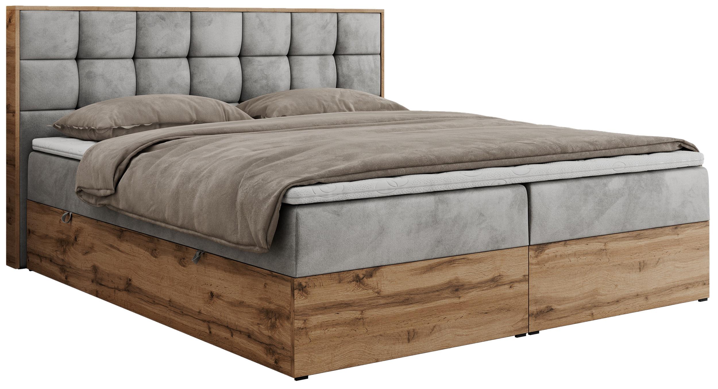 Wohnli Möbelsuche - BOXBETT ALBERO 1 - 120/200 Hellgrau Velvet - H3