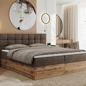 BOXBETT ALBERO 1 - 120/200 Braun Velvet - H3 Textil MKS Möbel > Betten > Boxspringbetten Braun