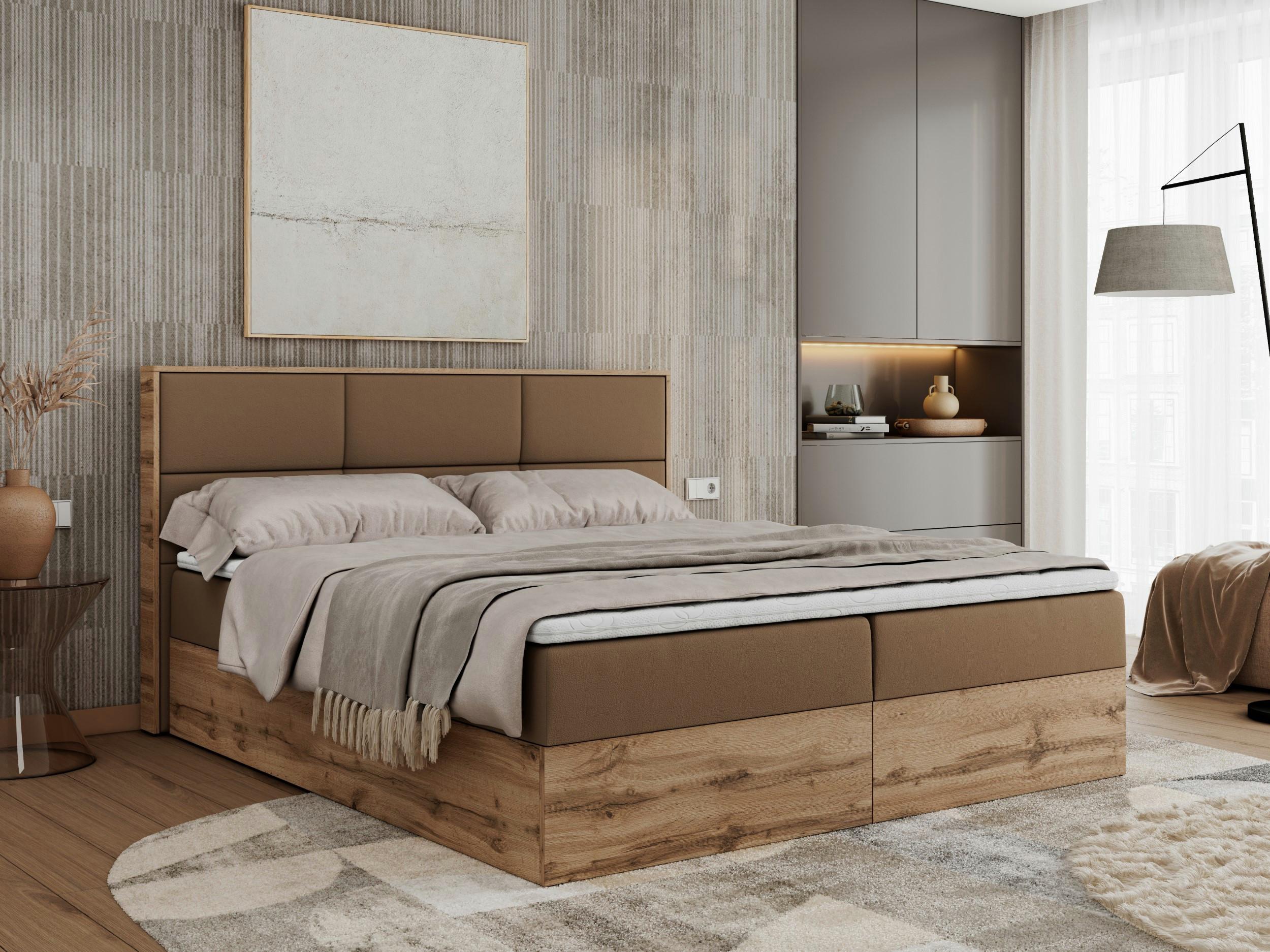 wohnli-moebel-suche-800000911515-1 BOXBETT ALBERO 2 - 160/200 Braun Kunstleder - H3 Holz MKS Möbel > Betten > Boxspringbetten Braun
