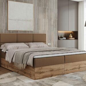 BOXBETT ALBERO 2 - 200/200 Braun Kunstleder - H3 Holz MKS Möbel > Betten > Boxspringbetten Braun