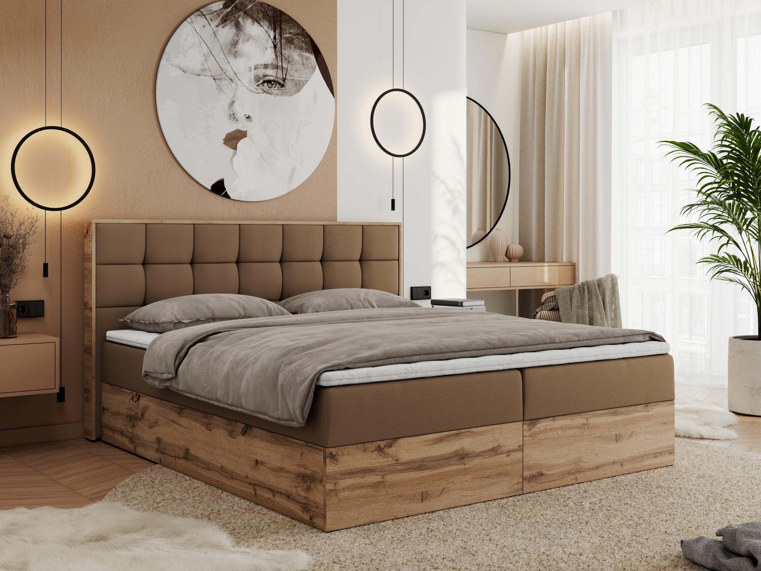 BOXBETT ALBERO 1 - 160/200 Braun Kunstleder - H3 Holz MKS Möbel > Betten > Boxspringbetten Braun
