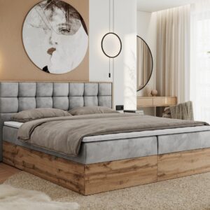 BOXBETT ALBERO 1 - 120/200 Hellgrau Velvet - H4 Holz MKS Möbel > Betten > Boxspringbetten Grau