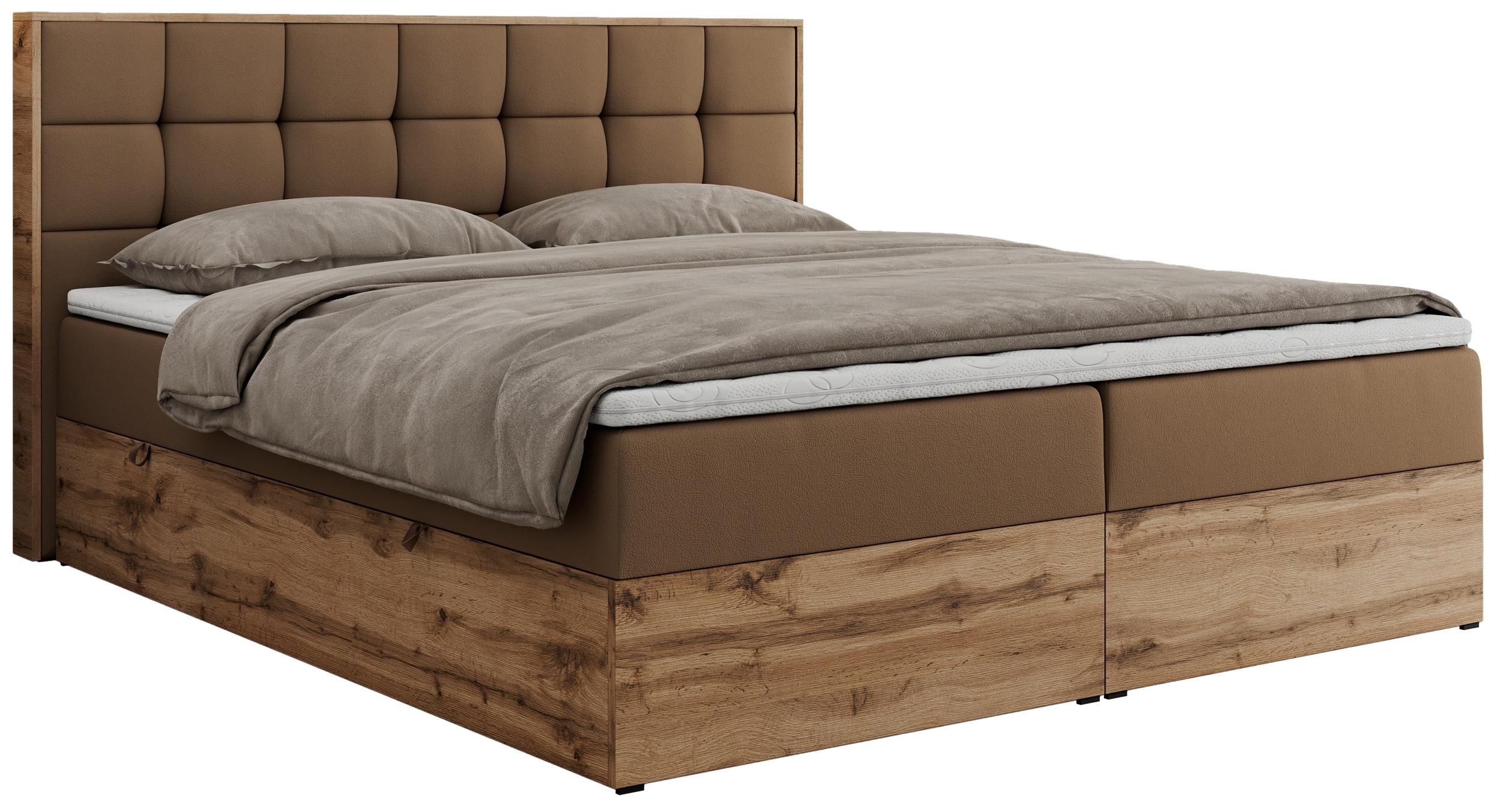 Wohnli Möbelsuche - BOXBETT ALBERO 1 - 140/200 Braun Kunstleder - H4